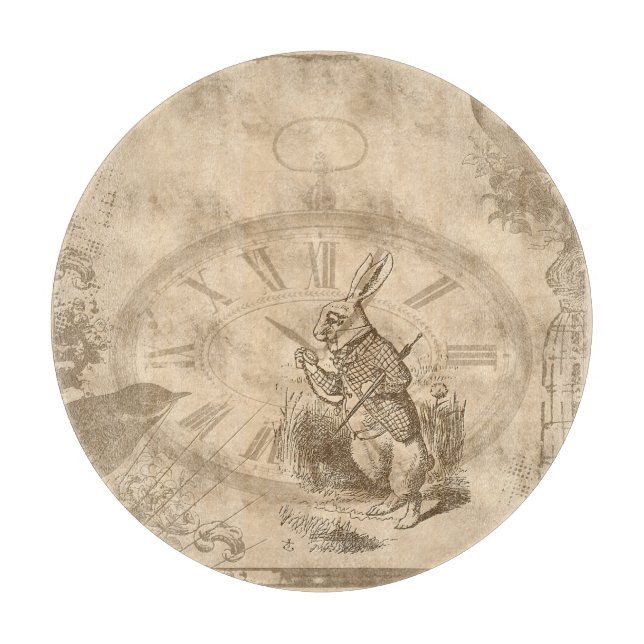 Planche À Découper Collage de lapin blanc vintage (Devant)