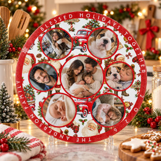 Planche À Découper Collage de photos de famille de Noël avec le Père