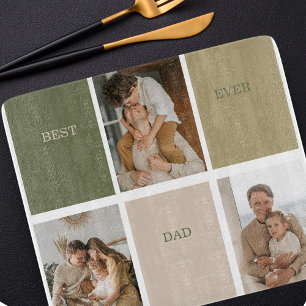 Planche À Découper Collage photo moderne Meilleur papa Jamais Cadeau