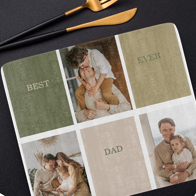 Planche À Découper Collage photo moderne Meilleur papa Jamais Cadeau (Créateur téléchargé)