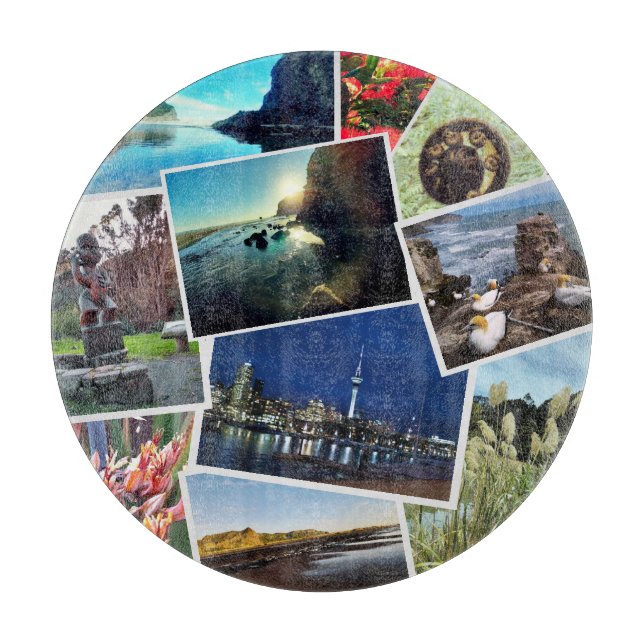 Planche À Découper Collage photo personnalisé de la Nouvelle-Zélande (Devant)