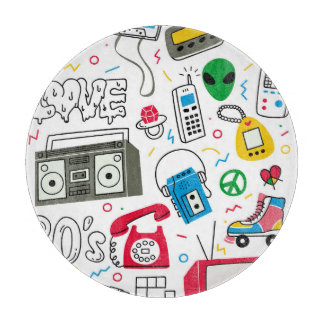 Planche À Découper Collection de doodle vintage des années 80 90.