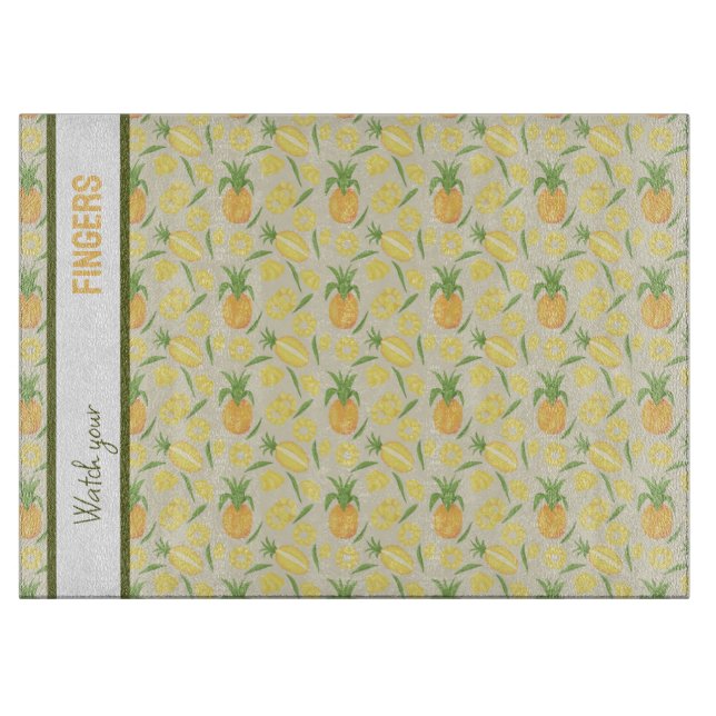 Planche À Découper Collection de Motifs de paniers de fruits - Ananas (Devant)