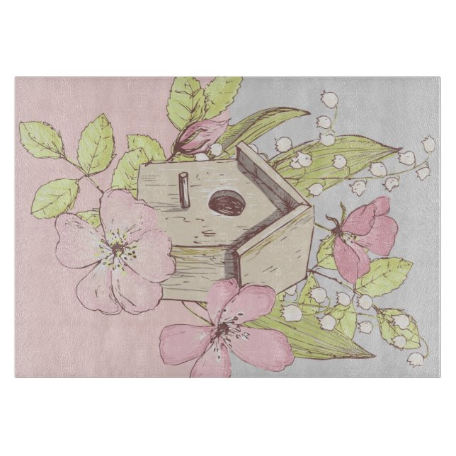 Planche À Découper Colorbloc Floral Birdhouse (Devant)