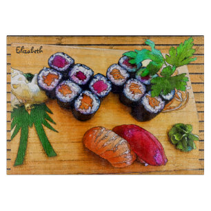 Planche à découper colorée de dessin de sushi
