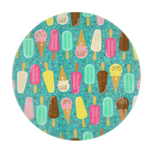 Planche À Découper Colorful Ice Cream Pattern Summer  (Devant)