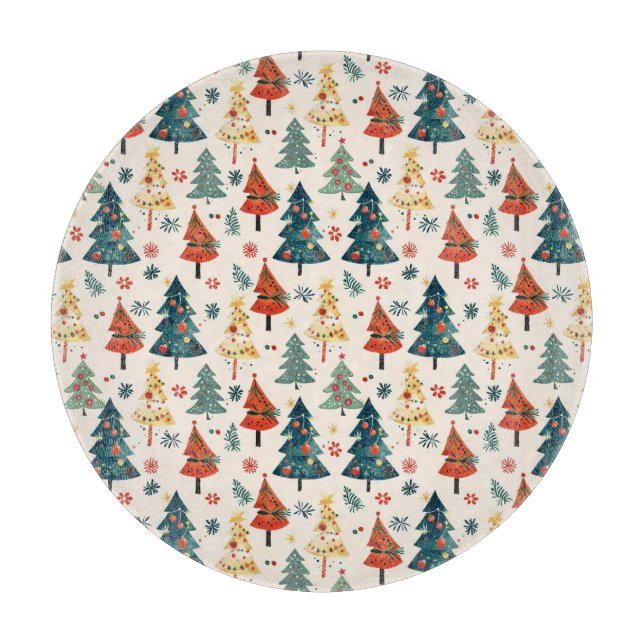 Planche À Découper Colourful Christmas Pine Trees Seamless Pattern (Devant)