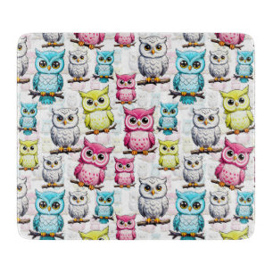 Planche À Découper Conception colorée d'oiseau de hibou