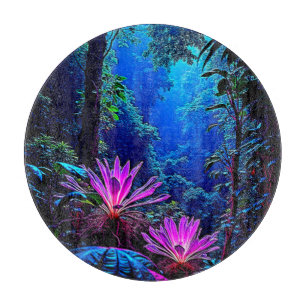 Planche À Découper Conception de Fleur de Jungle Lumineuse Mystique