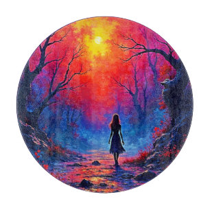 Planche À Découper Conception de la solitude de la fille de la forêt 