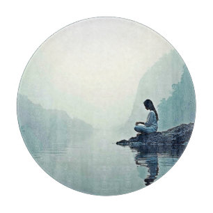 Planche À Découper Conception de méditation au bord de l'eau pacifiqu