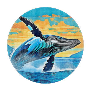 Planche À Découper Conception de saut de liberté océanique de baleine
