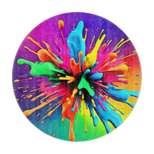 Planche À Découper Conception d'explosion de peinture vibrante