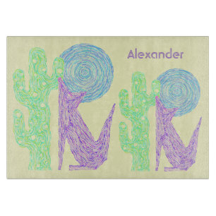 Planche À Découper Conception du sud-ouest colorée de loup pourpre de