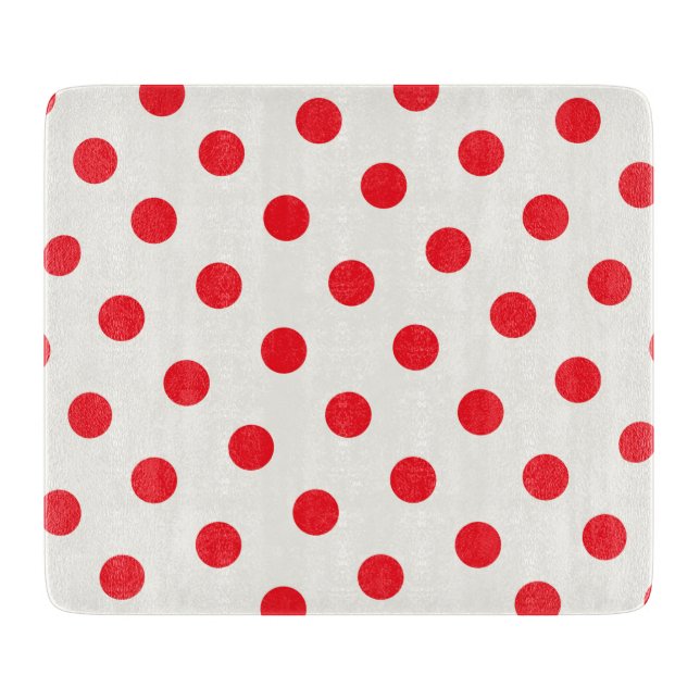 Planche À Découper Conception rétro de point Polka rouge (Devant)