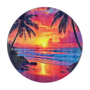 Planche À Découper Conception Tropical Sunset Paradise