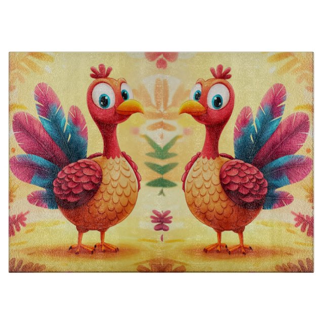 Planche À Découper Conseil de coupe de Turquie de Thanksgiving mignon (Devant)