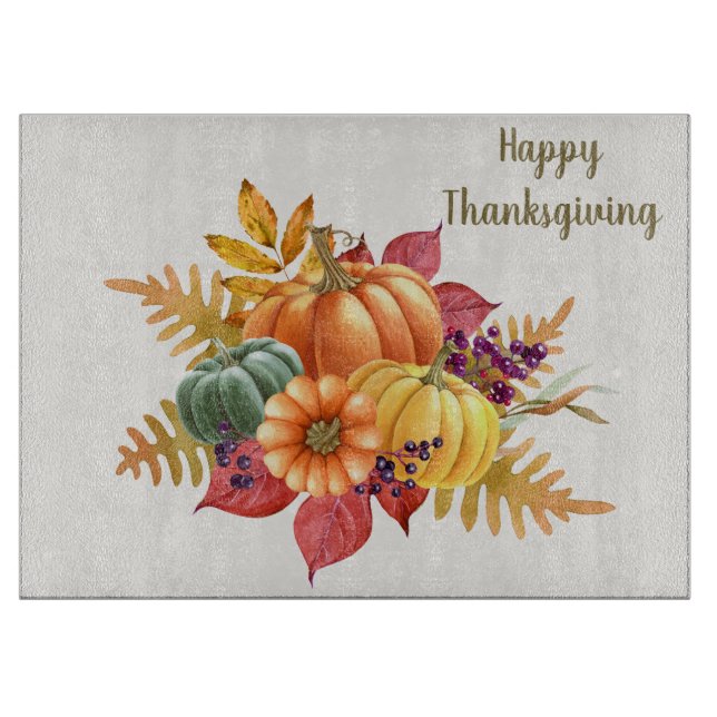 Planche À Découper Conseil de coupe des Citrouilles de Thanksgiving (Devant)
