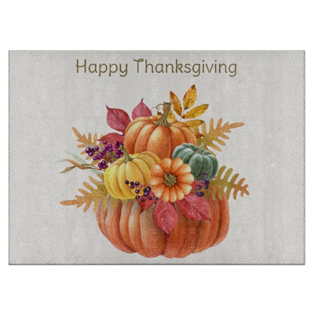 Planche À Découper Conseil de coupe des Citrouilles de Thanksgiving (Devant)