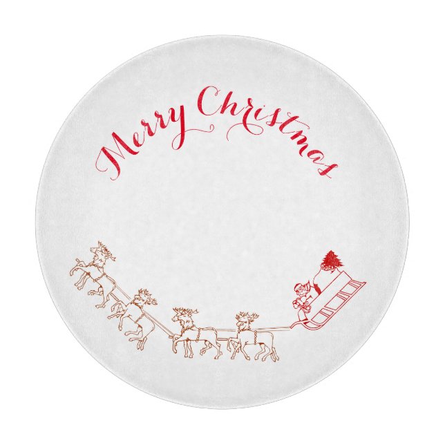 Planche À Découper Conseil de coupe - Père Noël et Sa Sleigh (Devant)