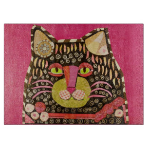 Planche À Découper Conseil décoratif de taille du verre avec le chat