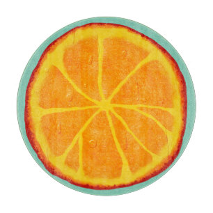 Planche À Découper Conseil rond de taille du verre de tranche orange