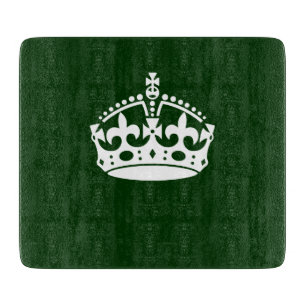 Planche À Découper CONSERVEZ CALME COURONNE sur la Personnaliser vert