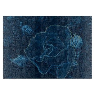Planche À Découper contour de rose bleue