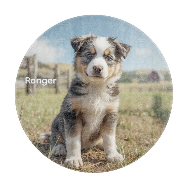 Planche À Découper Cool Cattle Dog Peronalized Glass (Devant)