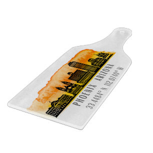 Planche À Découper Coordonnées de la carte du coucher de soleil Phoen