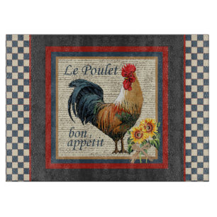 Planche À Découper Coq français Checkered bleu de pays