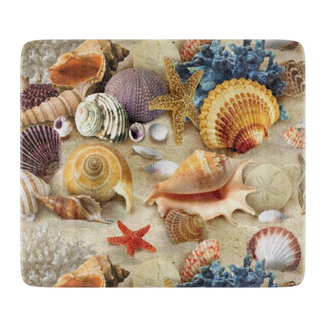 Planche À Découper Coques de mer sur la plage (Devant)