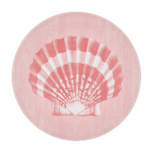 Planche À Découper Coquillage - corail rose et blanc
