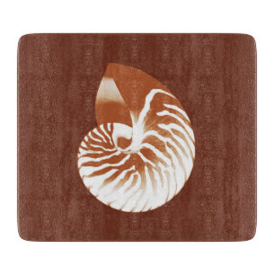 Planche À Découper Coquille de Nautilus - cacao brun et blanc