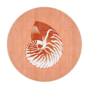 Planche À Découper Coquille de Nautilus - terre cuite et blanc