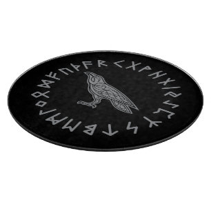 Planche À Découper Corbeau Odin Viking Mythologie runes runique