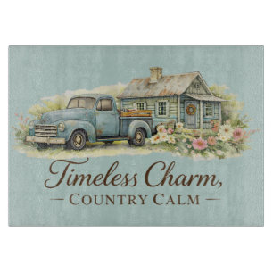 Planche À Découper Cottage Fleur Sauvage Calme Camion Bleu Vintage