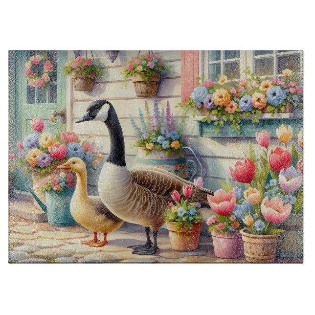 Planche À Découper Cottage Garden Geese Spring Illustration (Devant)