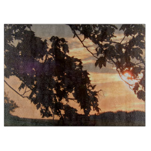 Planche À Découper Coucher de soleil à l'automne dans le pays