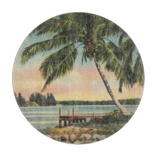 Planche À Découper Coucher de soleil de brise tropicale vintage de co