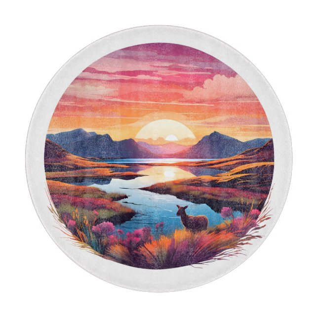 Planche À Découper Coucher De Soleil Du Lac Ewe En Écosse (Devant)