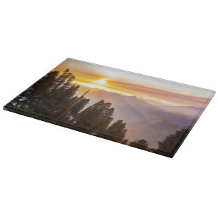 Planche À Découper Coucher de soleil sur la forêt