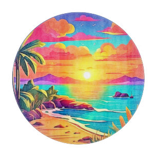 Planche À Découper Coucher de soleil tropical : Ciel vif