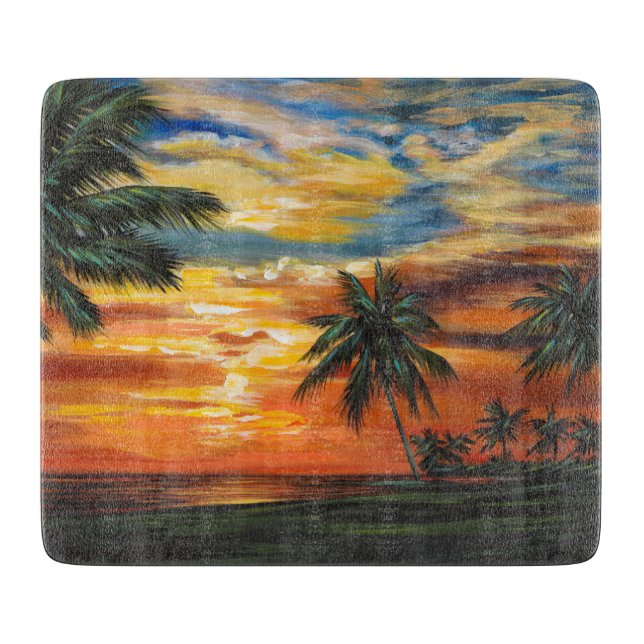 Planche À Découper Coucher de soleil tropical étonnant (Devant)