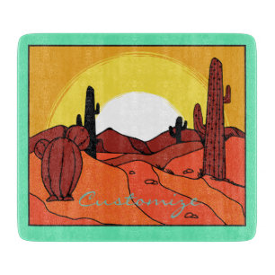 Planche À Découper Coucher du soleil Thunder_Cove de cactus de déser