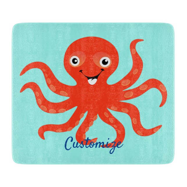 Planche À Découper Coucou rouge souriant Octopus Thunder_Cove (Devant)