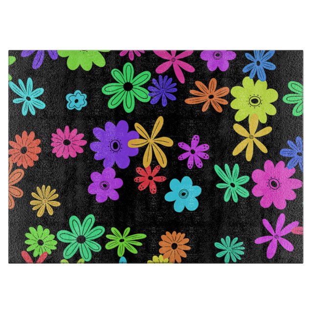 Planche À Découper Couleur Pop Cute Fleurs Verre Découpe (Devant)