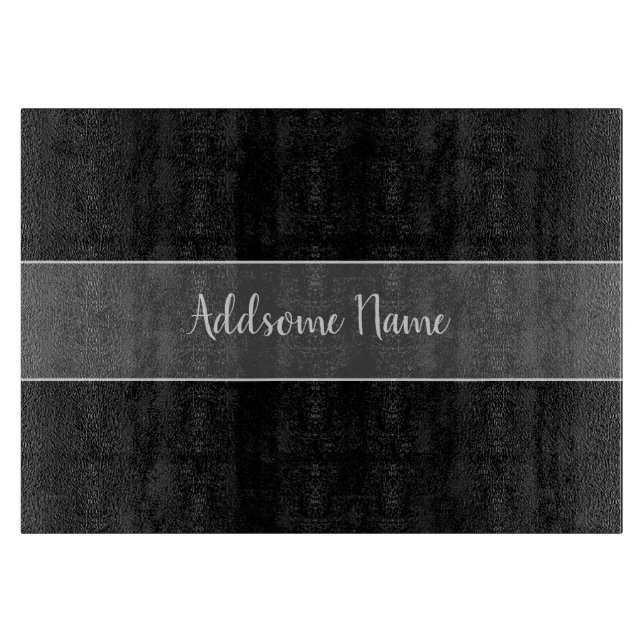 Planche À Découper Couleur solide Moderne Noir de base Monogramme (Devant)