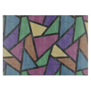 Planche À Découper Couleurs arc-en-ciel en mosaïque motif