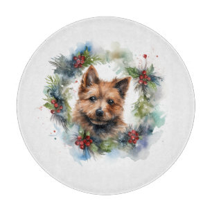 Planche À Découper Coupe de la fête de la couronne de Noël Terrier au